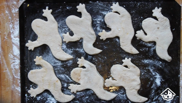 Hallowe'en dog treat cookies cut into ghost shapes