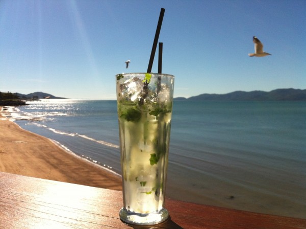 Mojito cocktail on a sunny beach