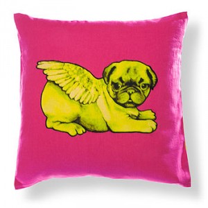 DogBuddy partnership with NotOnTheHighStreet.com Pug with wings cushion