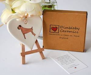 DogBuddy partnership with NotOnTheHighStreet.com boxer dog ceramic decoration heart