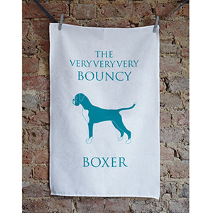 DogBuddy partnership with NotOnTheHighStreet.com boxer dog tea towel