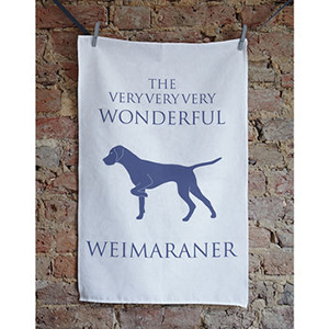 DogBuddy partnership with NotOnTheHighStreet.com weimaraner tea towel