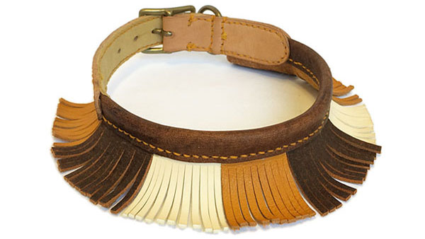 Fringe leather garland dog collar