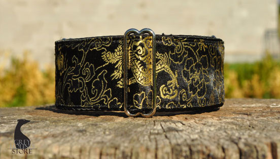 black gold dragon brocade lurcher dog collar greyhound etsy